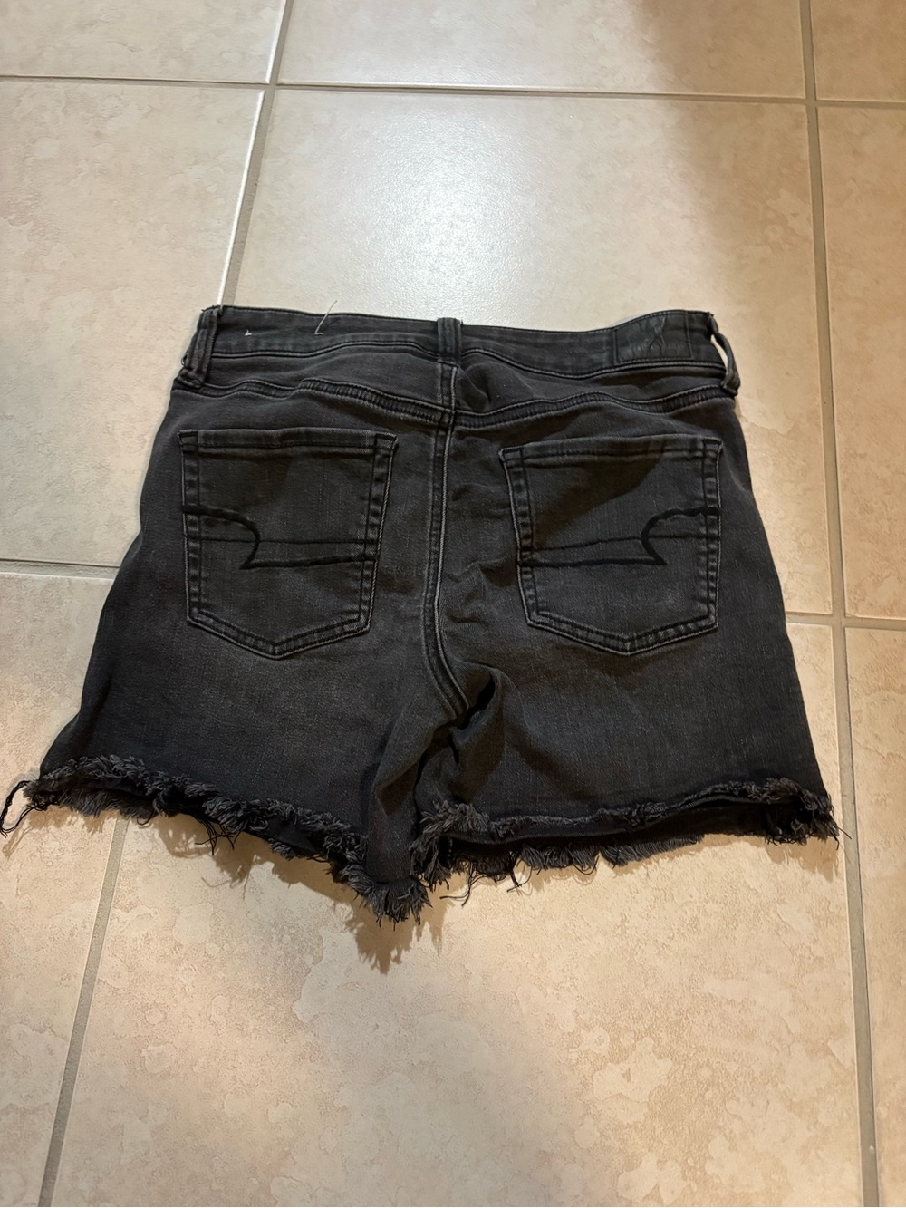 American Eagle Outfitters Black Frayed Hem Denim Shorts